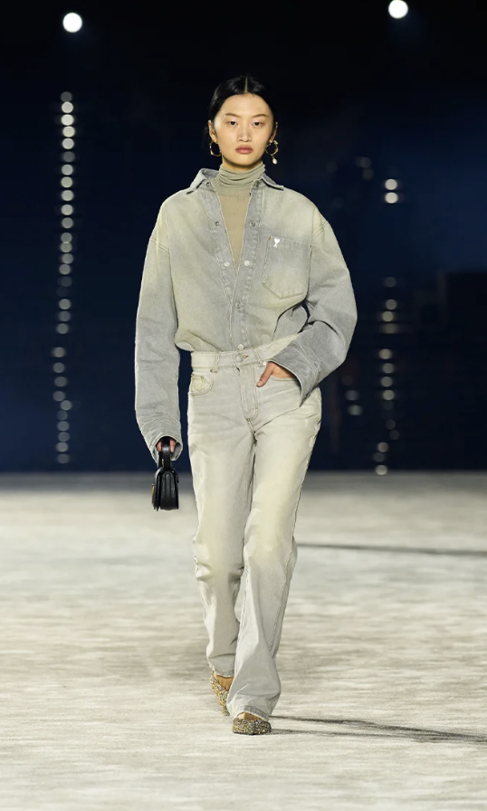 Double denim fashion trend look by Ami Paris at their runway show