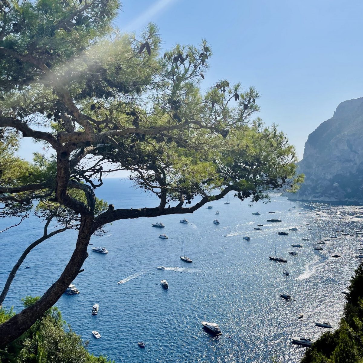View from Punta Tragara Hotel into a bay on the island of Capri.