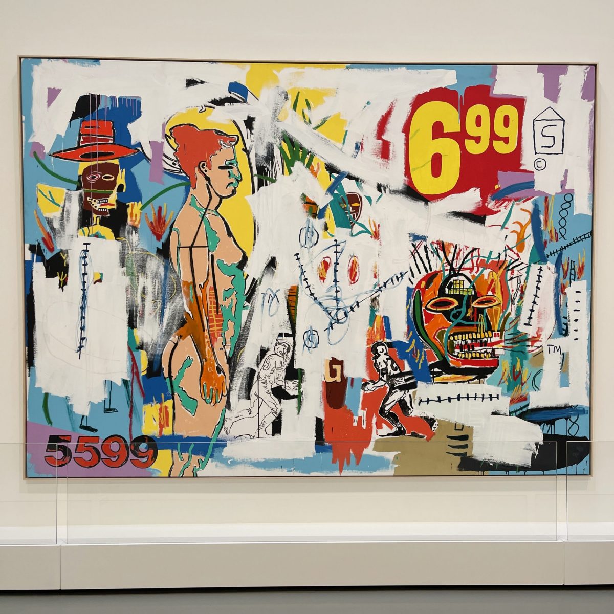 The painting 6,99 from Jean Michel Basquiat and Andy Warhol from 1985 at the Basquiat x Warhol exhibition at Foundation Louis Vuitton in Paris.